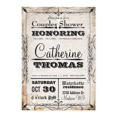 Vintage Skull & Flourishes Couples Shower Invite