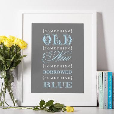 Vintage Something Blue Wedding Bridal Shower Poster