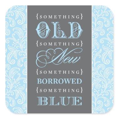 Vintage Something Blue Wedding Bridal Shower Square Sticker