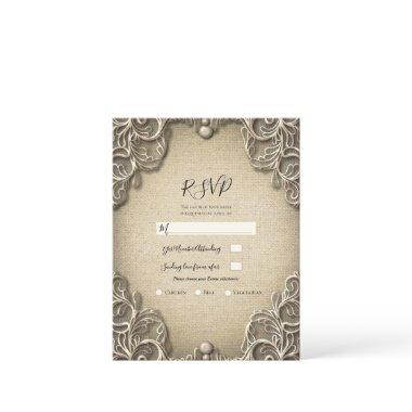 Vintage Southern Charm Burlap Lace Wedding RSVP