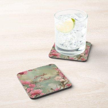 Vintage Spring Cherry Blossoms Beverage Coaster