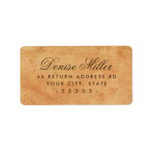 Vintage stained old paper return address label