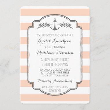 Vintage Stripes Nautical Bridal Lunch Invitations