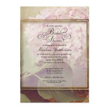 Vintage Style Blush Pink Hydrangea Bridal Shower Invitations