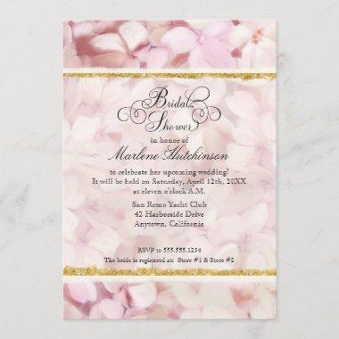 Vintage Style Blush Pink Hydrangea Bridal Shower Invitations