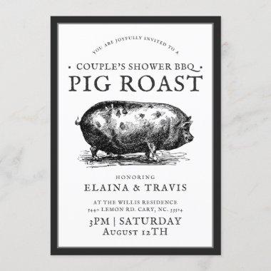 Vintage Style | Couple's Shower BBQ Pig Roast Invitations