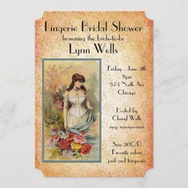 Vintage Style Lingerie Bridal Shower Invitations