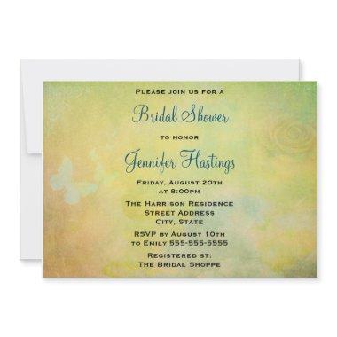 Vintage Style Watercolor background Bridal Shower Invitations