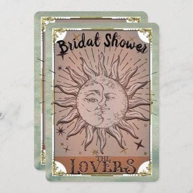 Vintage Sun Moon Duality Lovers Tarot Bridal Invit Invitations
