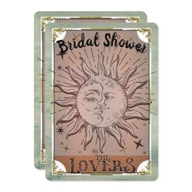 Vintage Sun Moon Duality Lovers Tarot Bridal Invit Invitations