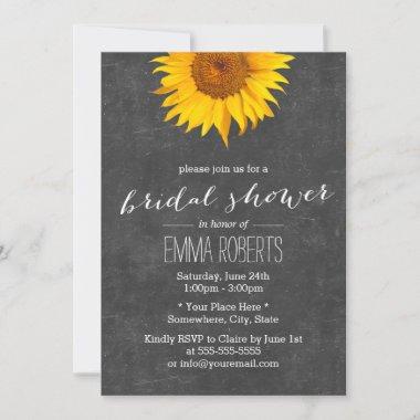 Vintage Sunflower Chalkboard Bridal Shower Invitations