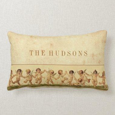 Vintage Sweet Happily Dancing Cherubs Personalized Lumbar Pillow