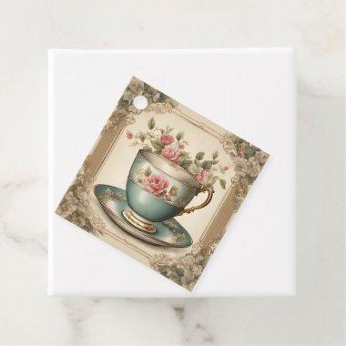Vintage Tea Cup Floral Bridal Shower Tea Party Favor Tags