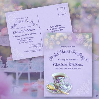 Vintage Tea Party Bridal Shower Lavender Invitatio PostInvitations