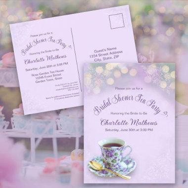 Vintage Tea Party Bridal Shower Lilac Invitation PostInvitations