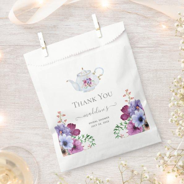 Vintage Tea Party Teapot Floral Bridal Shower Favor Bag