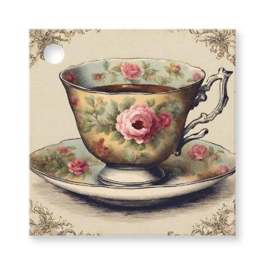 Vintage TeaCup Floral Bridal Shower Tea Party Favor Tags