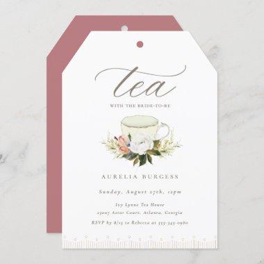 Vintage Teacup Floral Tea Party Invitations