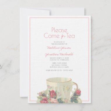 vintage teacup WEDDING SHOWER or engagement pink Invitations