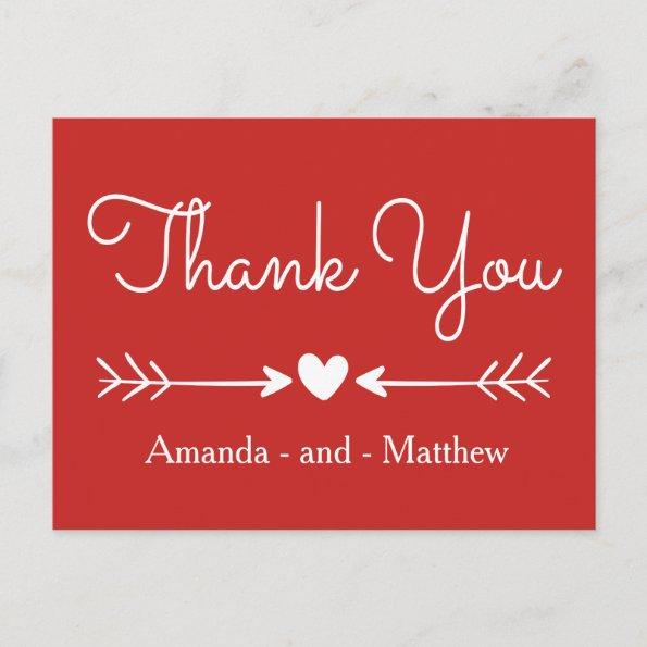 Vintage Thank You Red & White Heart & Arrows PostInvitations