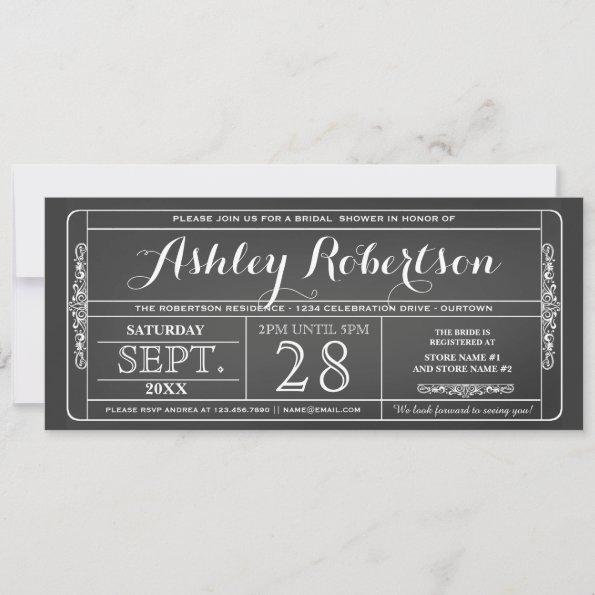Vintage Ticket Style Bridal Shower Invitations