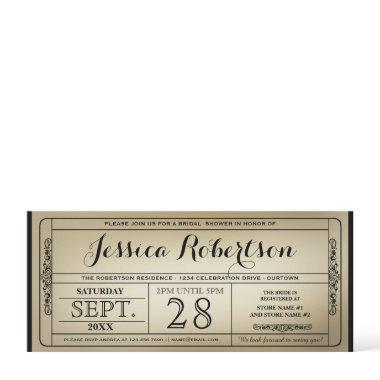 Vintage Ticket Style Bridal Shower Invitations