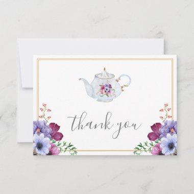 Vintage Time For Tea Floral Bridal Shower Thank You Invitations
