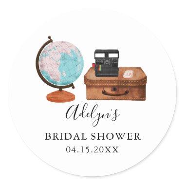 Vintage Travel Bridal Shower Favor Classic Round Sticker