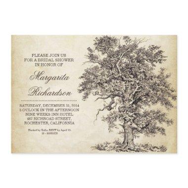 vintage tree old aged bridal shower invitations