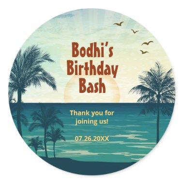 Vintage Tropical Beach Party Classic Round Sticker