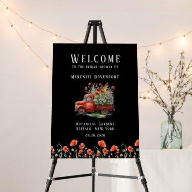 Vintage Truck Red Poppy Bridal Shower Welcome Sign