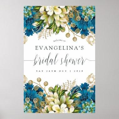 Vintage Turquoise and Gold Bridal Shower Welcome Poster