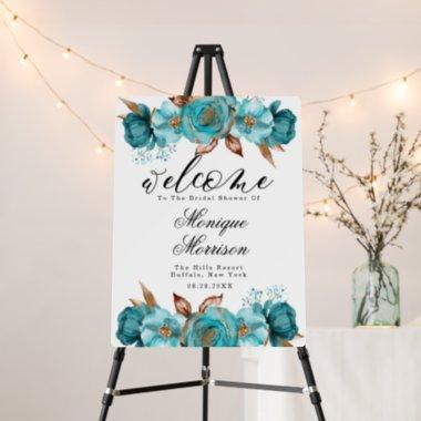 Vintage Turquoise and Gold Peony Bridal Shower Foam Board