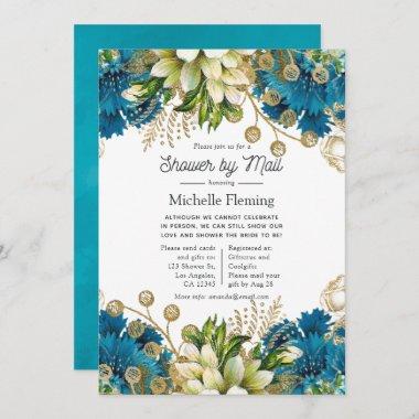 Vintage Turquoise and Gold Shower by Mail Invitations