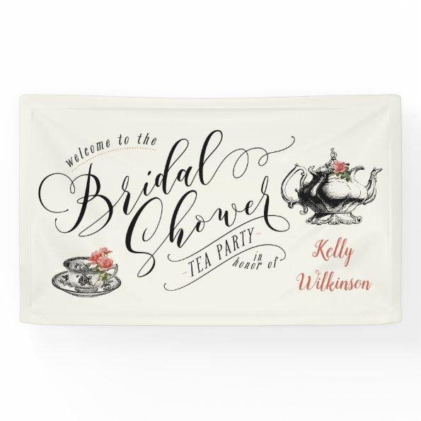 Vintage Typography Bridal Shower Tea Party Banner