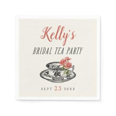 Vintage Typography Bridal Shower Tea Party Napkins