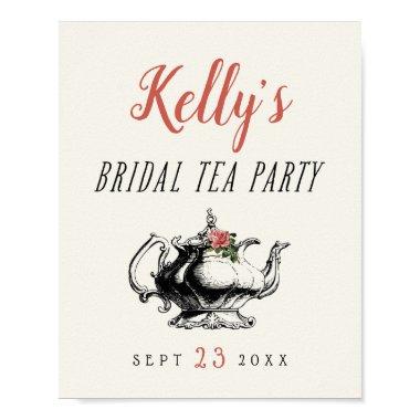 Vintage Typography Bridal Shower Tea Party Sign