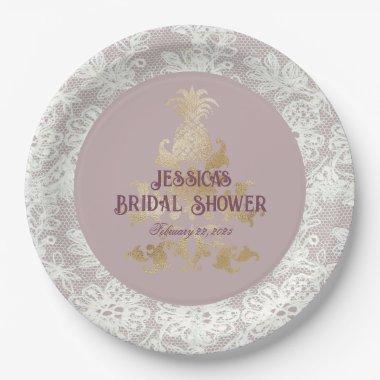 Vintage Victorian Bridal Shower Burnished Lilac 3 Paper Plates