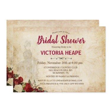 Vintage Victorian Floral Bridal Shower Invitations