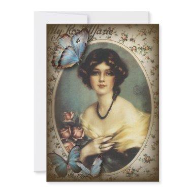 vintage victorian floral retro paris woman Invitations