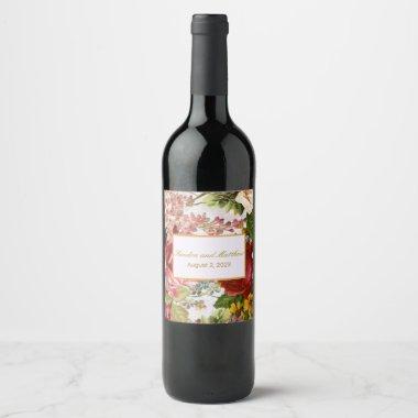Vintage Victorian Floral Rose Collage Wine Label