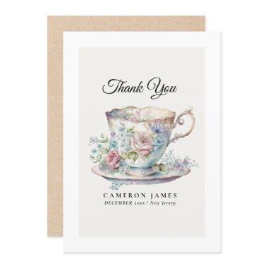 Vintage Victorian Floral Teacup Rose Tea Party Thank You