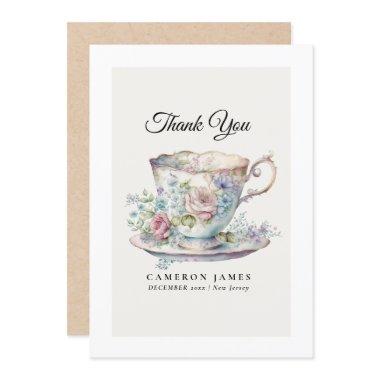 Vintage Victorian Floral Teacup Rose Tea Party Thank You Invitations