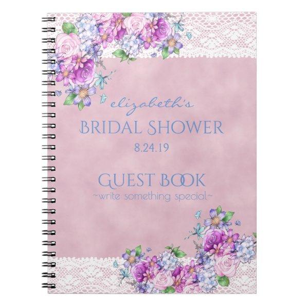 Vintage Victorian Flowers with Lace Bridal Shower Notebook