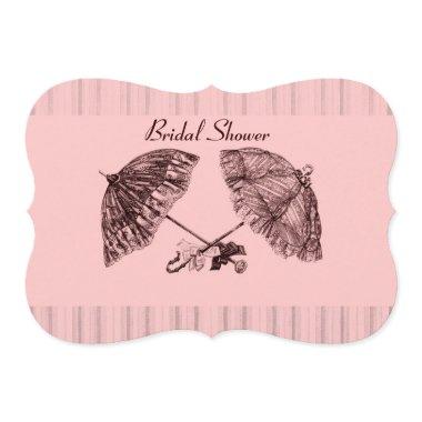 Vintage victorian umbrellas on pink stripe