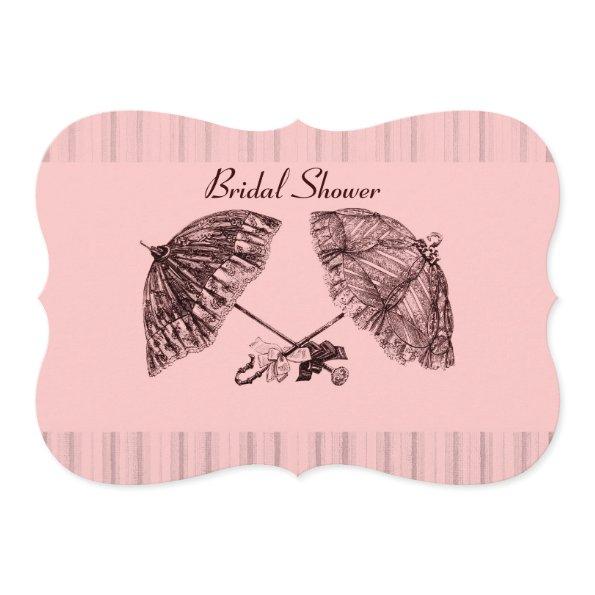 Vintage victorian umbrellas on pink stripe