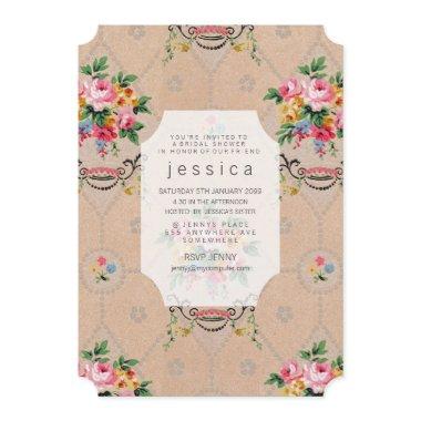 Vintage Wallpaper French Floral Pattern Invite