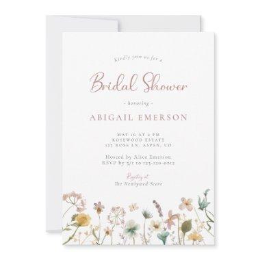 Vintage Watercolor Floral Bridal Shower Invitations