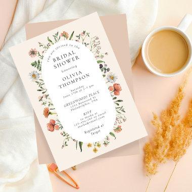 Vintage Watercolor Wildflower Arch Bridal Shower Invitations