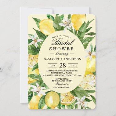 Vintage Watercolor Yellow Lemons Frame Invitations